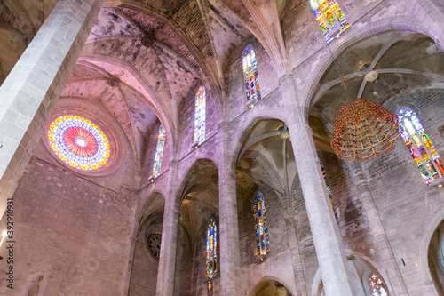Fotografie Palma de Mallorca. The interior of the Catedral de Mallorca.