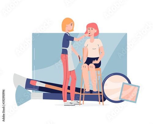 Banner for makeup artist with makeup master flat vector illustration isolated.