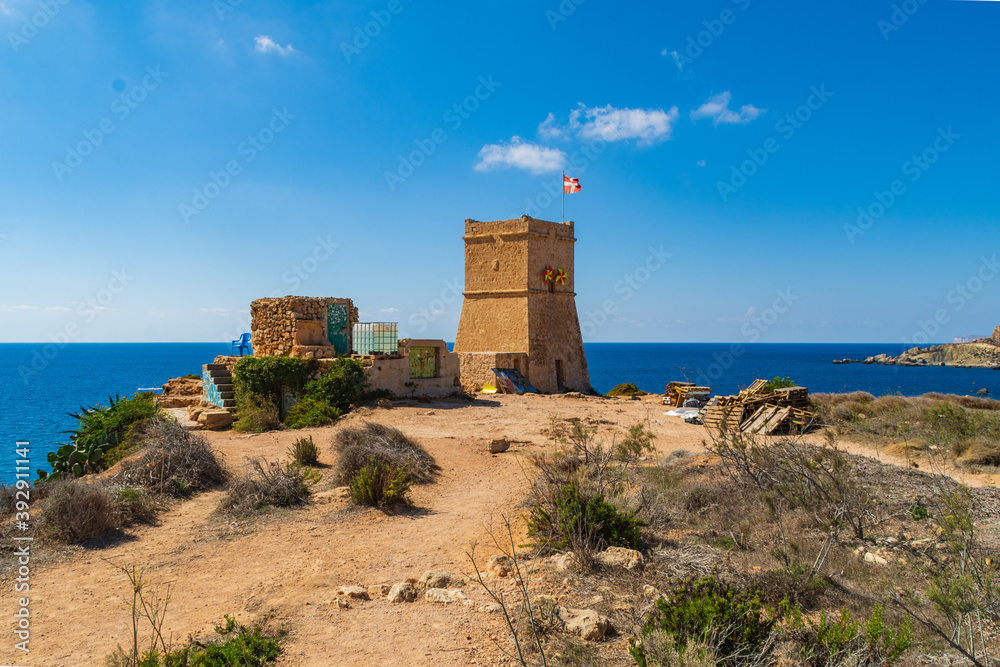 Għajn Tuffieħa Tower in Mellieha, was completed in 1637 and was the second Lascaris Tower to be built on Malta.