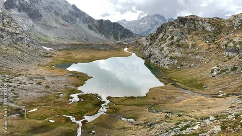 Static shot of lake in La Thuile.