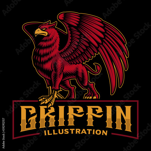 A colorful vector illustration of a griffin, this design can be used as a shirt print as well as for many other uses.