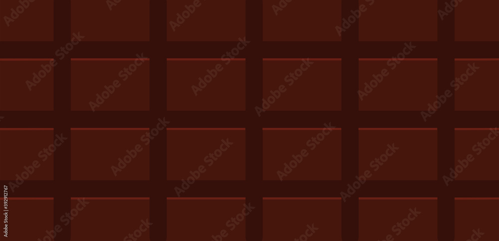 Chocolate bar Close up print Vector illustration with dark chocolate in flat design