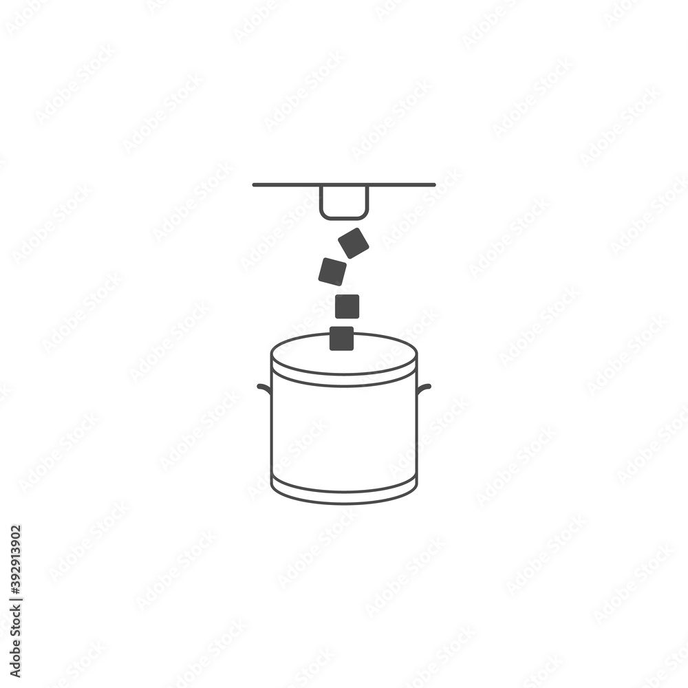 Ice maker machine line icon. Ice cubes and bucket. Vector Ice maker machine line icon. Ice cubes and bucket. Vector
