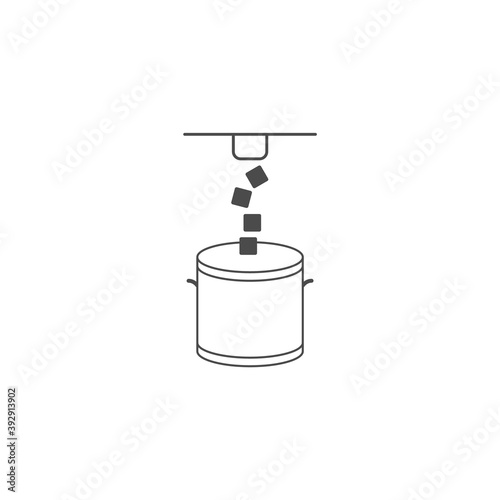Ice maker machine line icon. Ice cubes and bucket. Vector