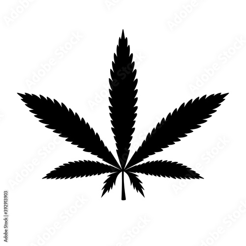 Cannabis leaf silhouette icon. Clipart image isolated on white background.