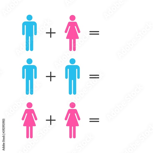 Template set of gender symbols and relationship icons. Orientation concept. Male and female icons. Vector