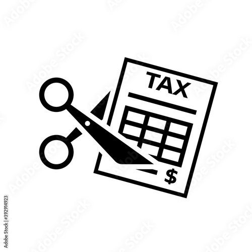 Cut tax line icon. Clipart image isolated on white background.