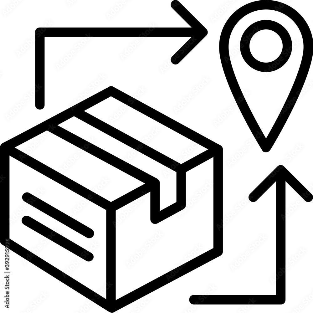
Parcel delivery gps map location line vector icon 
