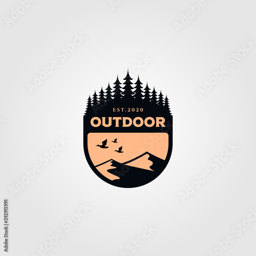 outdoor logo vintage vector template illustration design, adventure emblem logo design