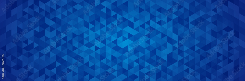 Blue triangle polygonal mosaic abstract banner background - obrazy, fototapety, plakaty 