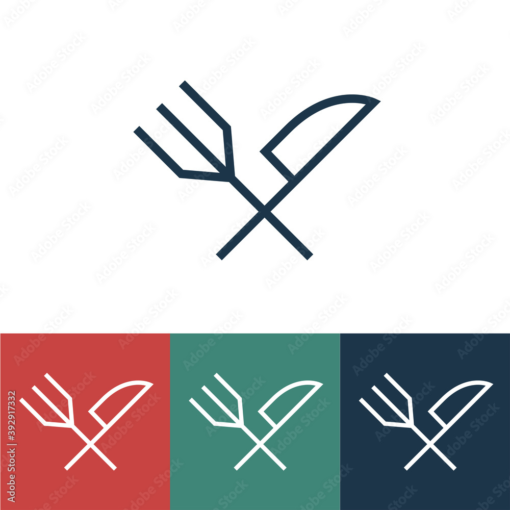 Linear vector icon with knife and fork Linear vector icon with knife and fork