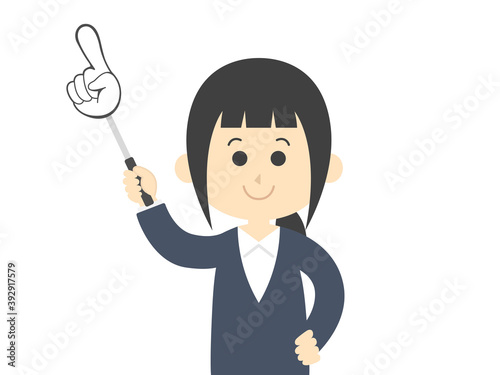 指し棒で解説する女性のイラスト