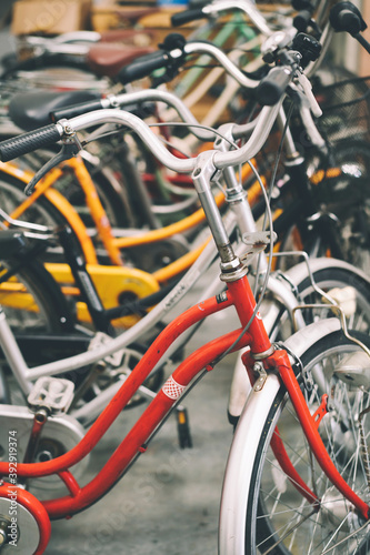 Vintage bicycles full frame shot