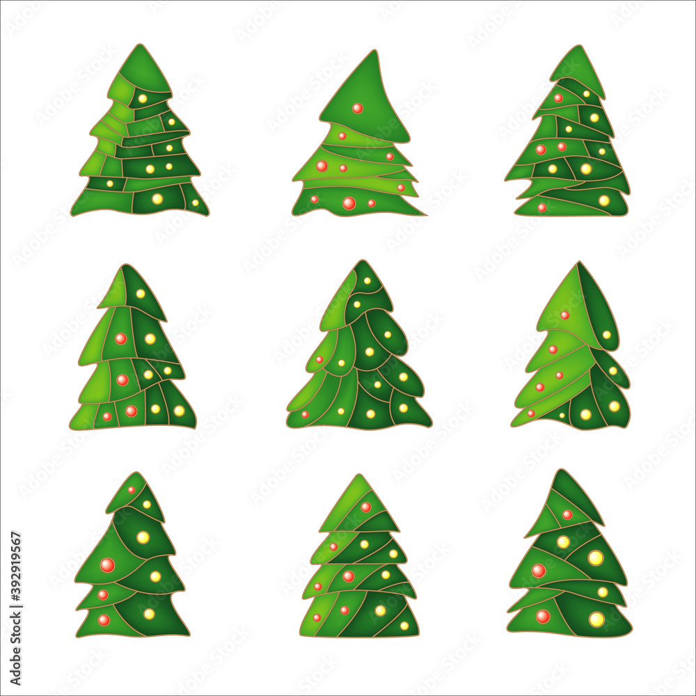 Vector image of Christmas trees as icons