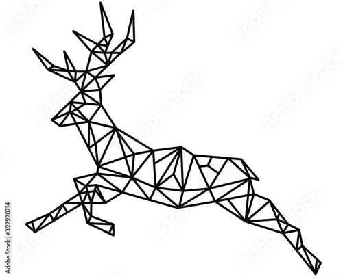 Deer drawn by lines, vector, triangles, abstract, decor