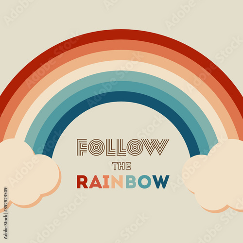 Retrowave 80s art retro rainbow vector illustration background with inspirational quote