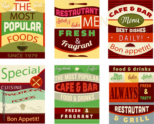 Set of royal vintage retro labels for restaurants and coffee shops