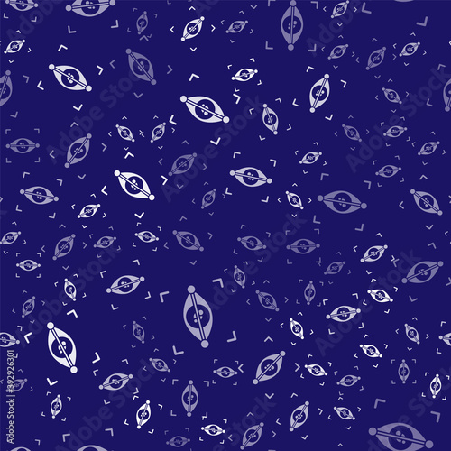White Eye scan icon isolated seamless pattern on blue background. Scanning eye. Security check symbol. Cyber eye sign. Vector.