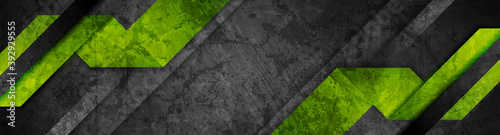 Grunge green black tech abstract background geometric stripes. Vector banner design