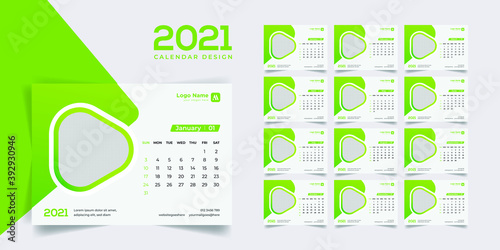 Desk calendar for 2021, clean and minimal desk calendar design 2021