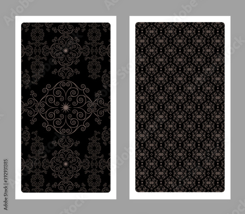 Tarot back card in vintage gothic style vector with ornamental elements