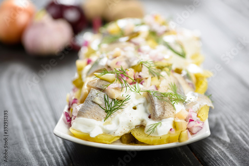 Potato salad with herring