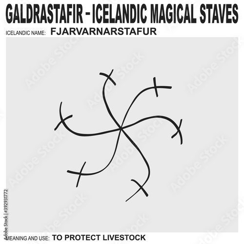  vector icon with ancient Icelandic magical staves Fjarvarnarstafur. Symbol means and is used to protect livestock