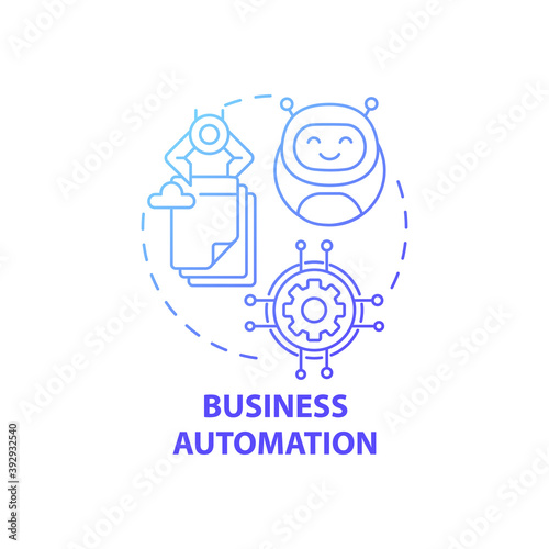 Business automation concept icon. Digital consulting idea thin line illustration. Business process management. Minimizing costs, increasing efficiency. Vector isolated outline RGB color drawing