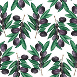 watercolor pattern seamless olive branch