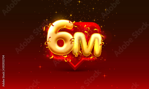 Thank you followers peoples, 6m online social group, happy banner celebrate, Vector photo