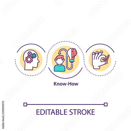 Know how concept icon. Practical knowledge to achieve goals idea thin line illustration. Innovations with commercial and patent value vector isolated outline RGB color drawing. Editable stroke