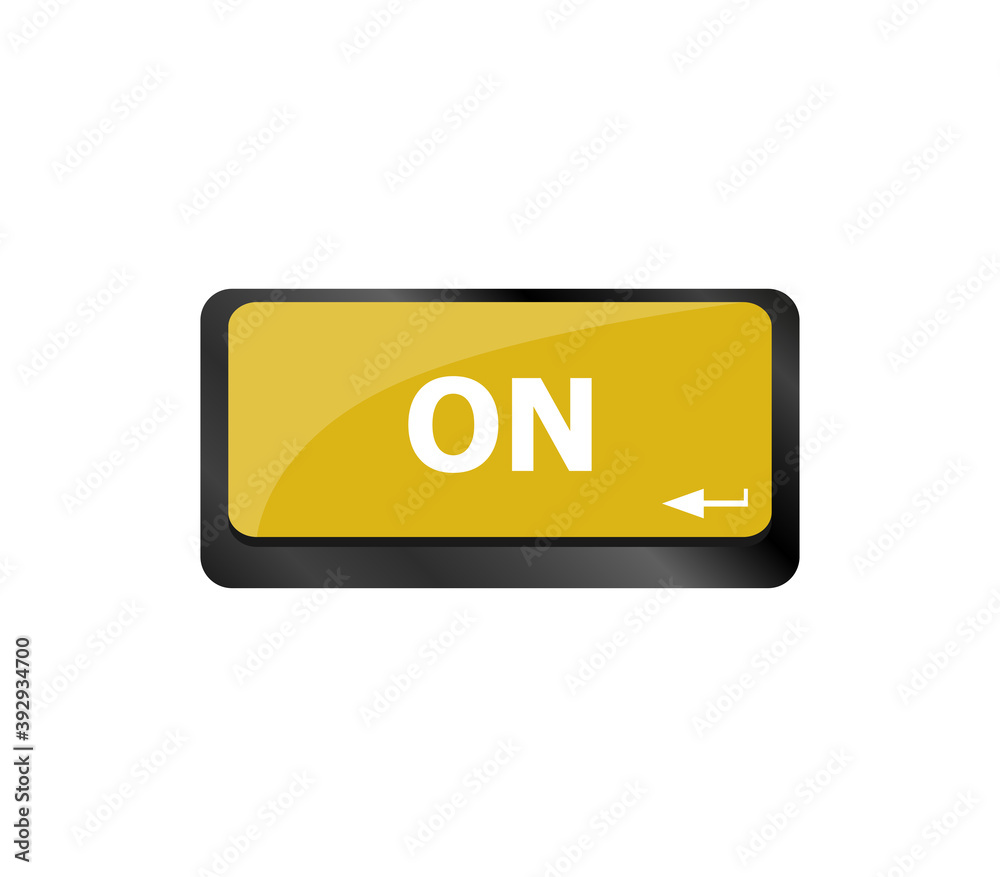 On - text on a computer or laptop button keyboard On - text on a computer or laptop button keyboard