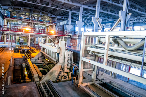 process of producing aerated concrete blocks at factory