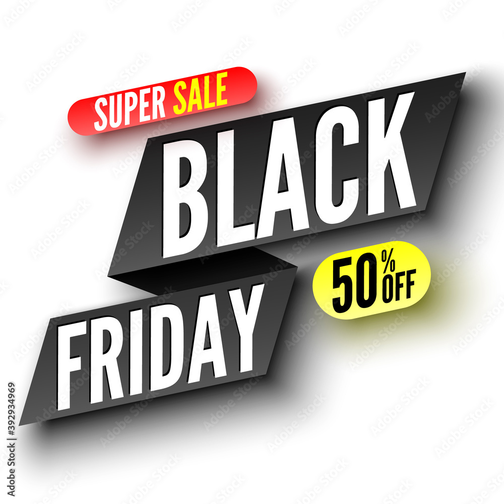 Black friday super sale banner. Vector illustration.