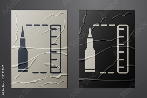 White Bullet icon isolated on crumpled paper background. Paper art style. Vector.