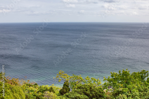 walking trail and view in Stenhuvud national park,  famous park with forest and coastline, south sweden photo