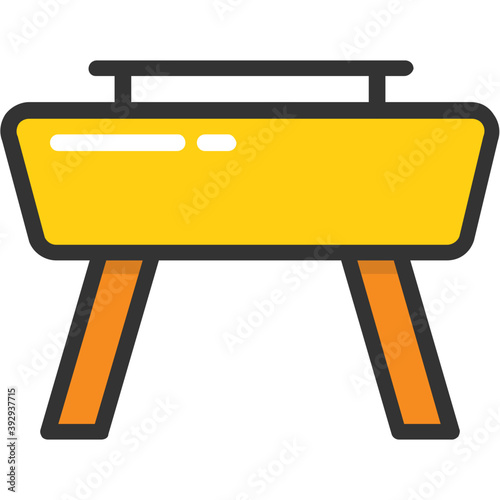 
Flat vector icon design of a pommel horse in yellow color
