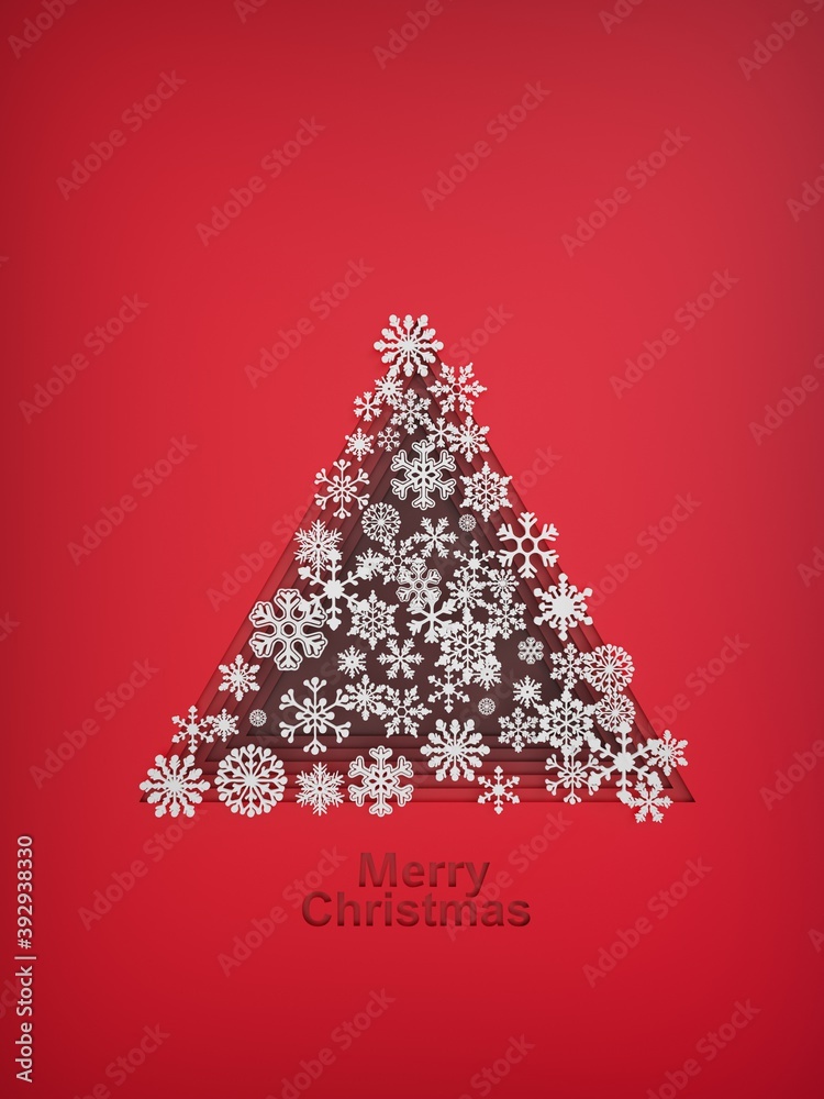 Christmas tree made of paper snowflakes. 3d illustration. Christmas tree made of paper snowflakes. 3d illustration.