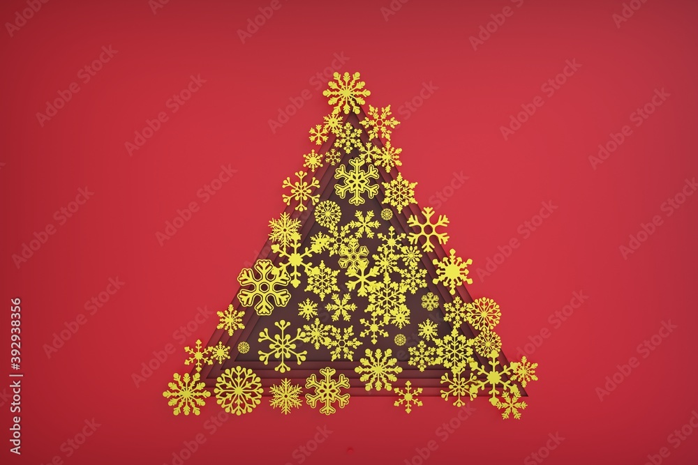 Christmas tree made of paper snowflakes. 3d illustration. Christmas tree made of paper snowflakes. 3d illustration.