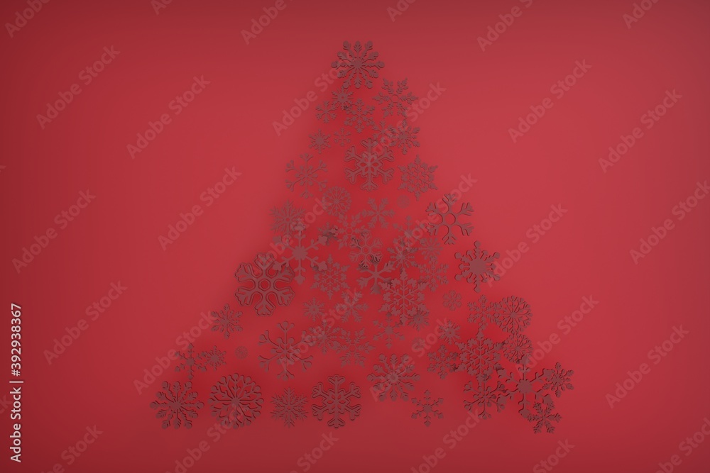 Christmas tree made of paper snowflakes. 3dr illustration. Christmas tree made of paper snowflakes. 3dr illustration.