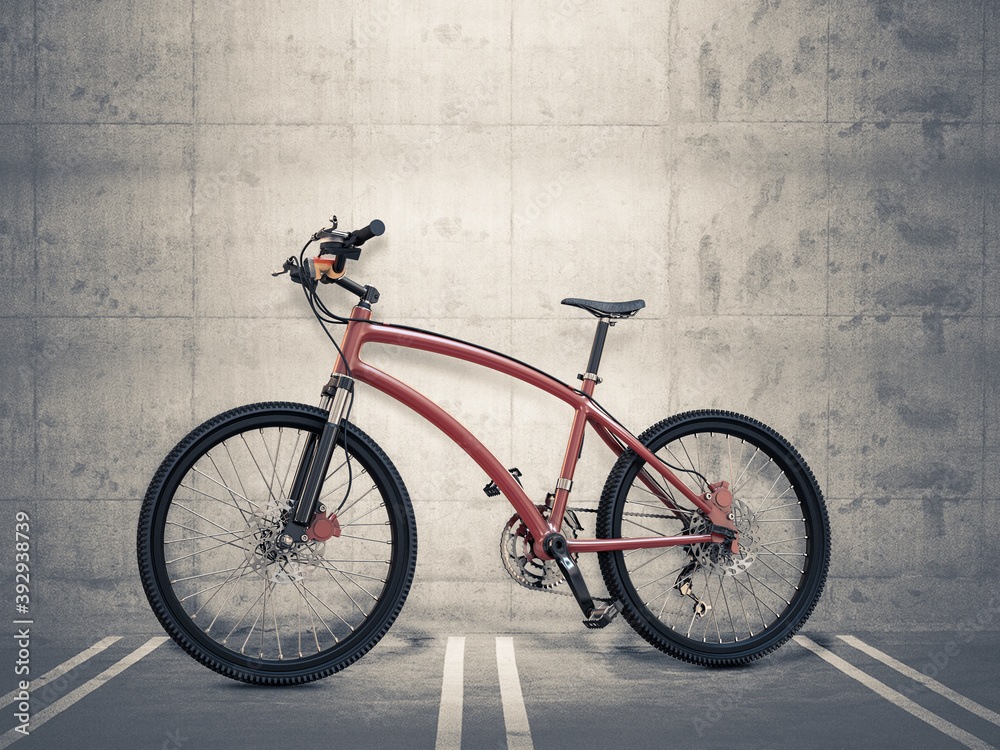 3D Rendering, Bicycle Standing Near the Wall 3D Rendering, Bicycle Standing Near the Wall