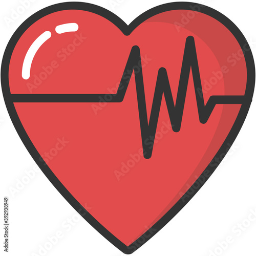 
A heart with breathing frequency presentation. Flat vector icon design
