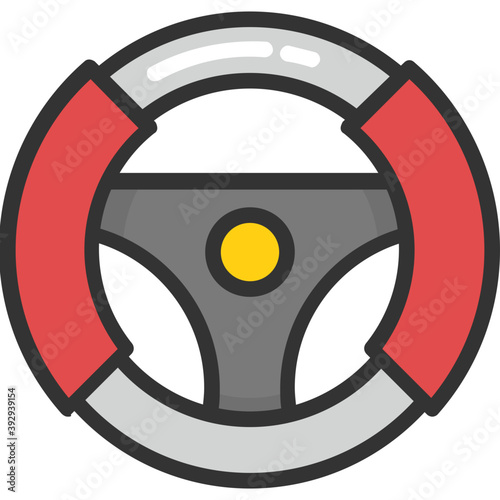 
Flat vector icon design of a steering wheel, driving symbol 
