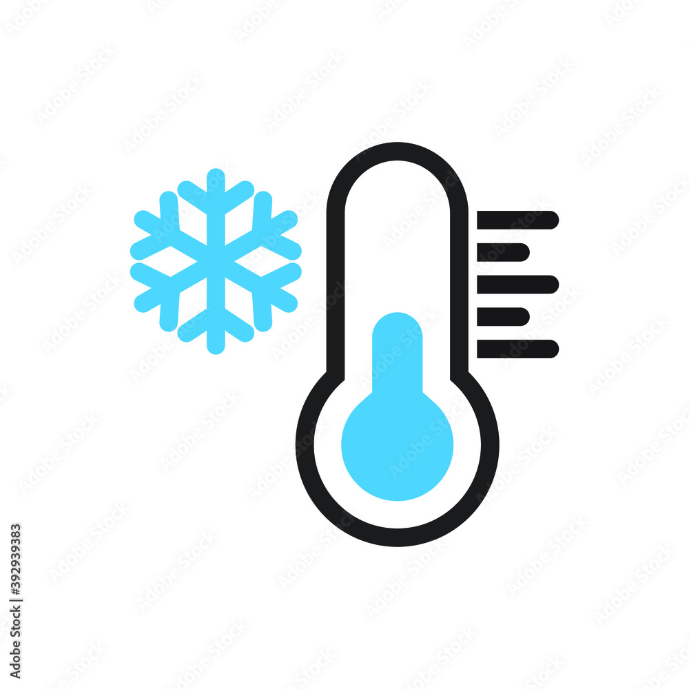 Cold weather thermometer icon vector illustration on white background. Flat web design element for website, app or infographics materials. Cold weather thermometer icon vector illustration on white background. Flat web design element for website, app or infographics materials.