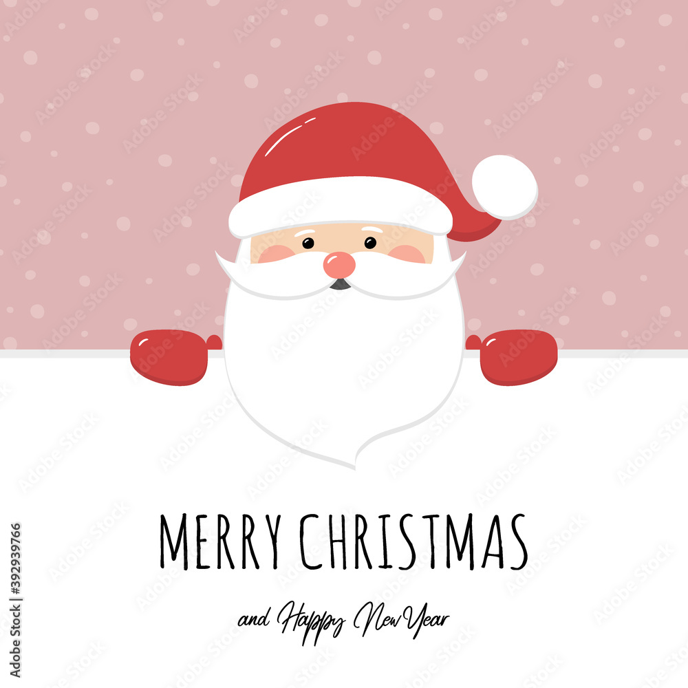 Merry Christmas and Happy New Year. Design of Christmas card with cute Santa Claus. Vector Merry Christmas and Happy New Year. Design of Christmas card with cute Santa Claus. Vector