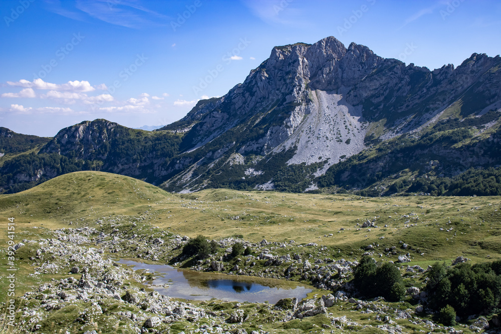 Mountain Lake. Picturesque mountain landscape of Durmitor National Park, Montenegro, Europe, Balkans, Dinaric Alps, UNESCO World Heritage Site