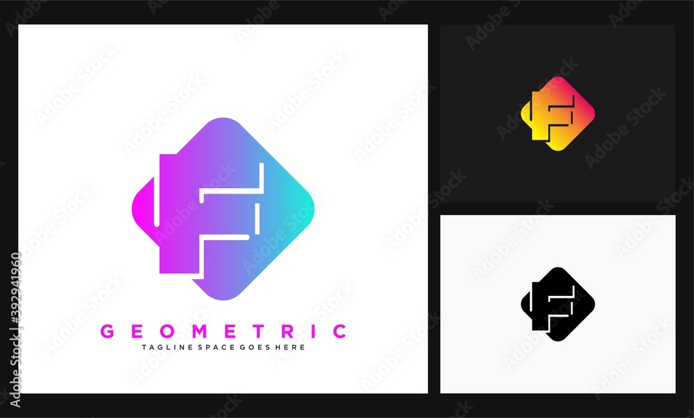 letter F simple square with gradient color logo letter F simple square with gradient color logo