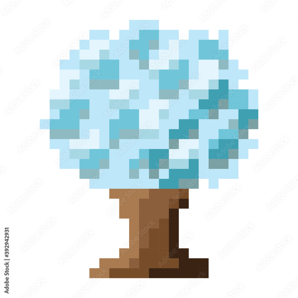 Fototapeta premium Tree pixel art. Vector picture.
