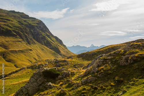 Summer mountain landscape near Aguas Tuertas and Ibon De Estanes, Pyrenees, Spain photo