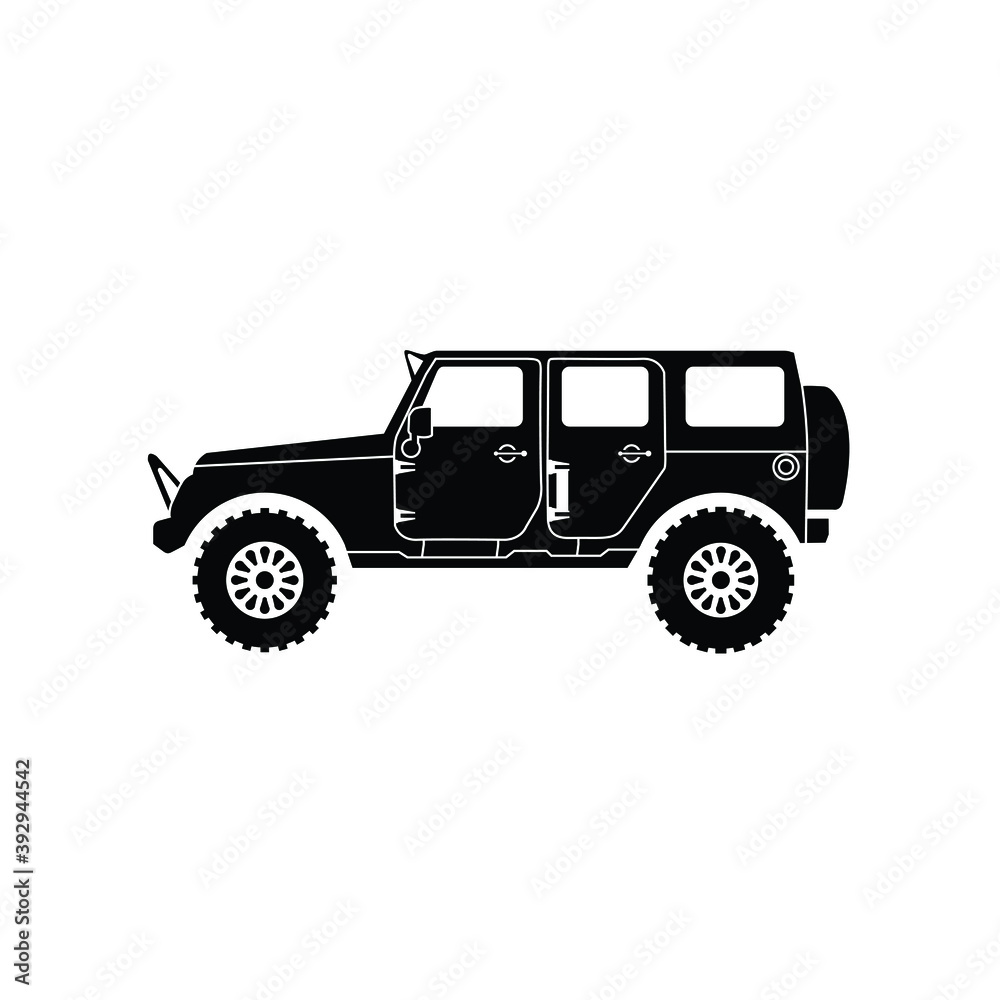 jeep silhouette logo design - obrazy, fototapety, plakaty 